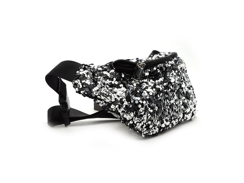 PCSTEPHANIA SEQUINS SMALL BUMBAG Argent