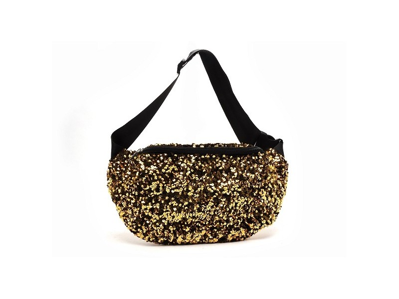 PCSTEPHANIA SEQUINS BUMBAG FC Or