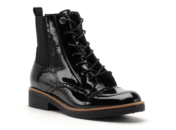 Fugitive boots bottine plates femme geline vernis noir